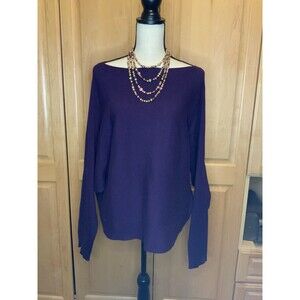 Lauren Ralph Lauren Womens XL Purple Dolman Long Sleeve Ribbed Boat Neck Sweater